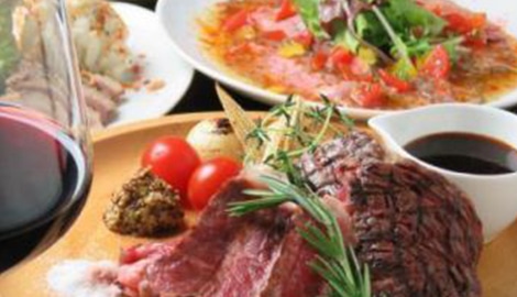 国産牛もも肉のステーキコース